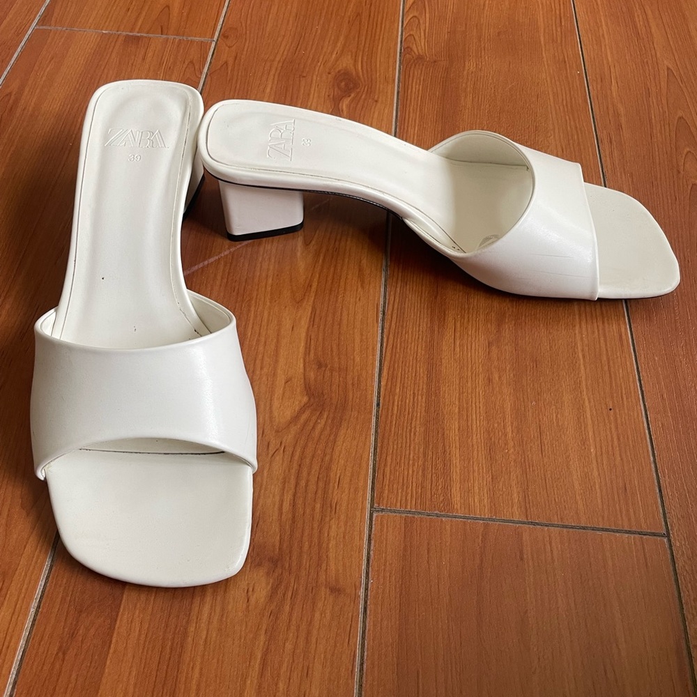 Zara White Mule Sandals